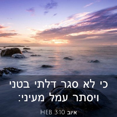 Picture 03 - איוב 3:10 HEB - כי לא סגר דלתי בטני ויסתר - Bible Verse Picture