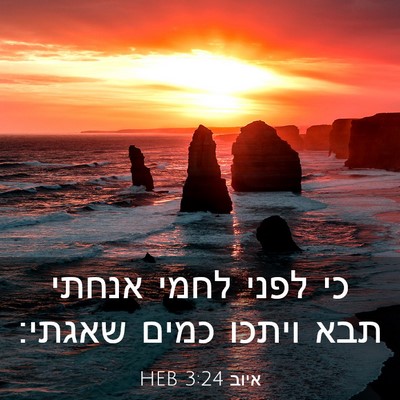 Picture 03 - איוב 3:24 HEB - כי לפני לחמי אנחתי תבא - Bible Verse Picture
