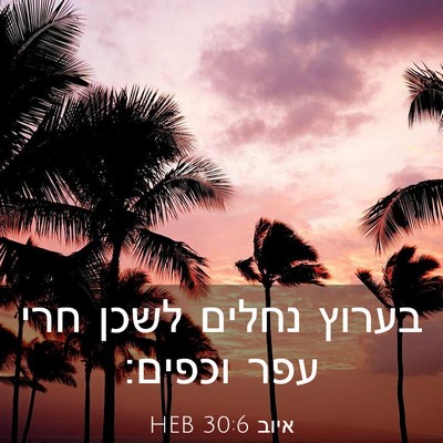 Picture 03 - איוב 30:6 HEB - בערוץ נחלים לשכן חרי עפר - Bible Verse Picture