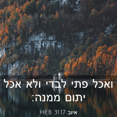 Picture 03 - איוב 31:17 HEB - ואכל פתי לבדי ולא אכל יתום - Bible Verse Picture