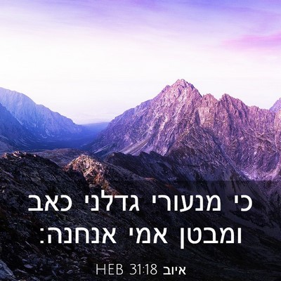 Picture 03 - איוב 31:18 HEB - כי מנעורי גדלני כאב ומבטן - Bible Verse Picture