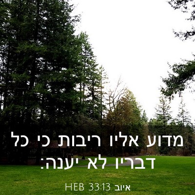 Picture 03 - איוב 33:13 HEB - מדוע אליו ריבות כי כל דבריו - Bible Verse Picture