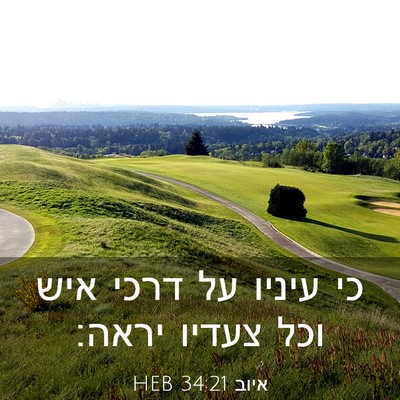 Picture 03 - איוב 34:21 HEB - כי עיניו על דרכי איש וכל - Bible Verse Picture