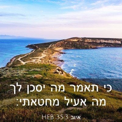 Picture 03 - איוב 35:3 HEB - כי תאמר מה יסכן לך מה אעיל - Bible Verse Picture
