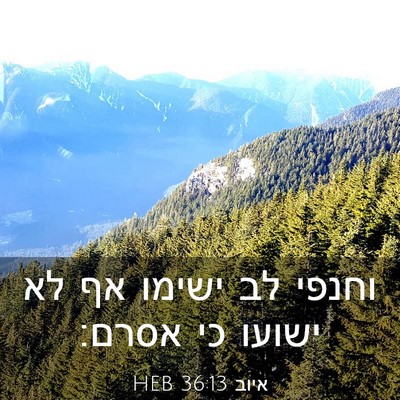 Picture 03 - איוב 36:13 HEB - וחנפי לב ישימו אף לא ישועו - Bible Verse Picture