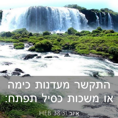 Picture 03 - איוב 38:31 HEB - התקשר מעדנות כימה או משכות - Bible Verse Picture