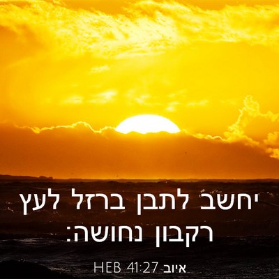 Picture 03 - איוב 41:27 HEB - יחשב לתבן ברזל לעץ רקבון - Bible Verse Picture