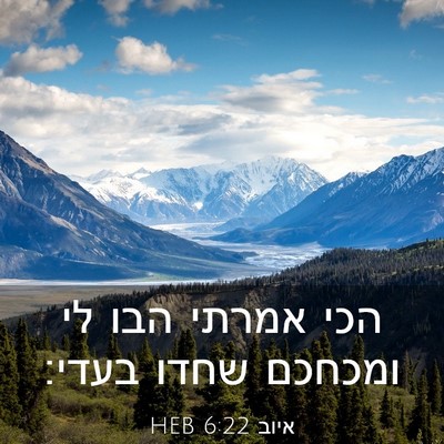 Picture 03 - איוב 6:22 HEB - הכי אמרתי הבו לי ומכחכם - Bible Verse Picture