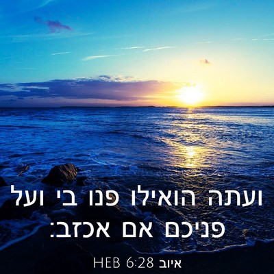 Picture 03 - איוב 6:28 HEB - ועתה הואילו פנו בי ועל - Bible Verse Picture