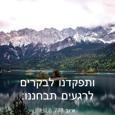 Picture 03 - איוב 7:18 HEB - ותפקדנו לבקרים לרגעים - Bible Verse Picture