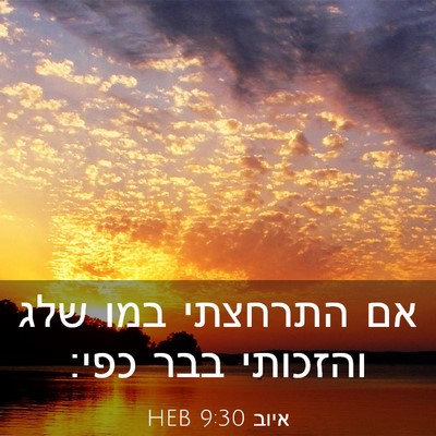 Picture 03 - איוב 9:30 HEB - אם התרחצתי במו שלג והזכותי - Bible Verse Picture