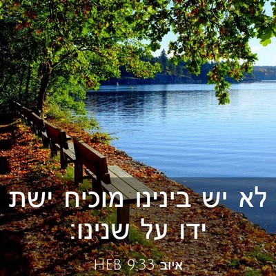 Picture 03 - איוב 9:33 HEB - לא יש בינינו מוכיח ישת ידו - Bible Verse Picture