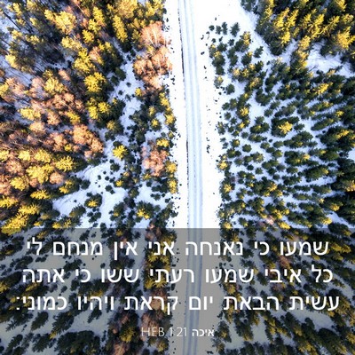 Picture 03 - איכה 1:21 HEB - שמעו כי נאנחה אני אין מנחם - Bible Verse Picture