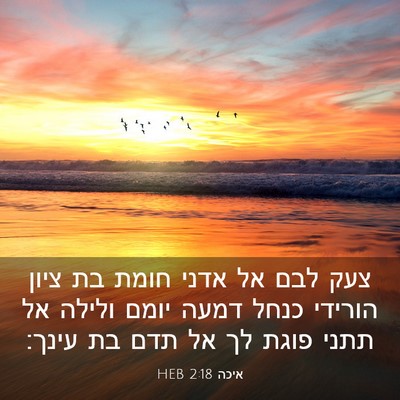 Picture 03 - איכה 2:18 HEB - צעק לבם אל אדני חומת בת - Bible Verse Picture