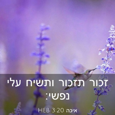 Picture 03 - איכה 3:20 HEB - זכור תזכור ותשיח עלי - Bible Verse Picture