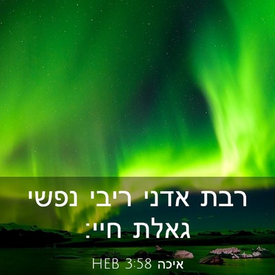 Picture 03 - איכה 3:58 HEB - רבת אדני ריבי נפשי גאלת - Bible Verse Picture