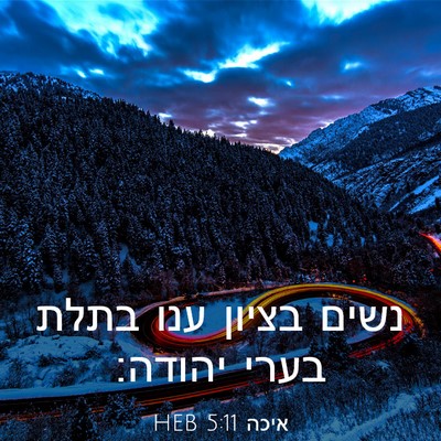 Picture 03 - איכה 5:11 HEB - נשים בציון ענו בתלת בערי - Bible Verse Picture
