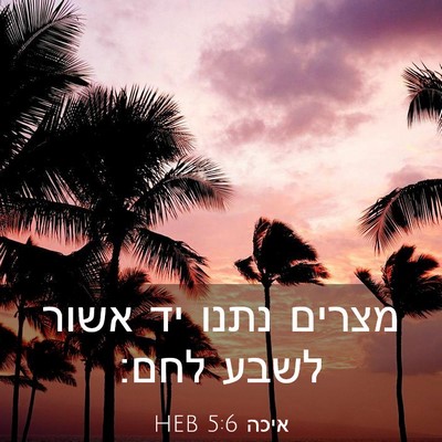 Picture 03 - איכה 5:6 HEB - מצרים נתנו יד אשור לשבע - Bible Verse Picture