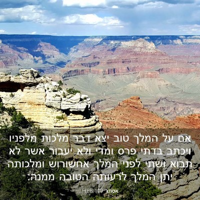 Picture 03 - אסתר 1:19 HEB - אם על המלך טוב יצא דבר - Bible Verse Picture