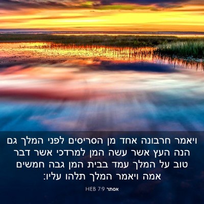 Picture 03 - אסתר 7:9 HEB - ויאמר חרבונה אחד מן - Bible Verse Picture