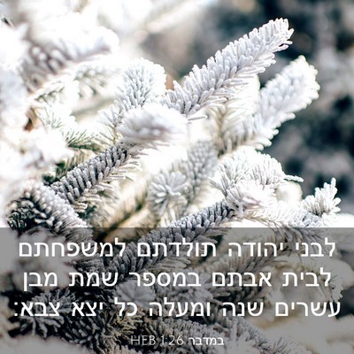 Picture 03 - במדבר 1:26 HEB - לבני יהודה תולדתם למשפחתם - Bible Verse Picture