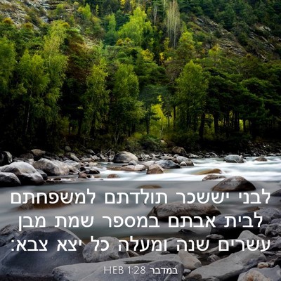 Picture 03 - במדבר 1:28 HEB - לבני יששכר תולדתם למשפחתם - Bible Verse Picture