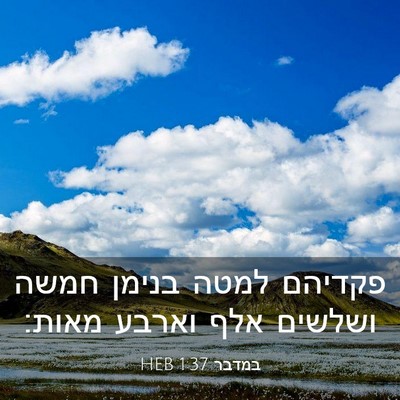 Picture 03 - במדבר 1:37 HEB - פקדיהם למטה בנימן חמשה - Bible Verse Picture
