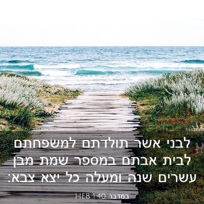 Picture 03 - במדבר 1:40 HEB - לבני אשר תולדתם למשפחתם - Bible Verse Picture