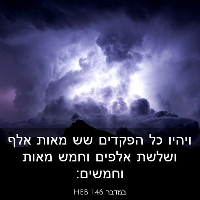 Picture 03 - במדבר 1:46 HEB - ויהיו כל הפקדים שש מאות אלף - Bible Verse Picture