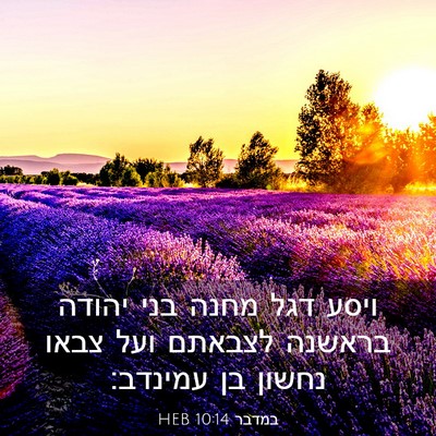 Picture 03 - במדבר 10:14 HEB - ויסע דגל מחנה בני יהודה - Bible Verse Picture