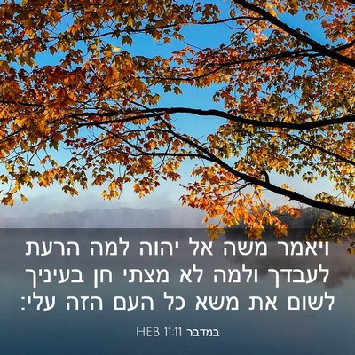 Picture 03 - במדבר 11:11 HEB - ויאמר משה אל יהוה למה הרעת - Bible Verse Picture