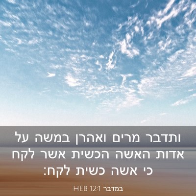 Picture 03 - במדבר 12:1 HEB - ותדבר מרים ואהרן במשה על - Bible Verse Picture