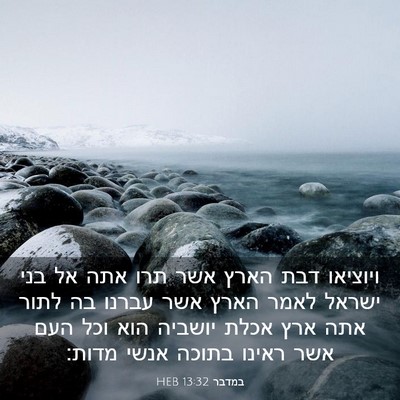 Picture 03 - במדבר 13:32 HEB - ויוציאו דבת הארץ אשר תרו - Bible Verse Picture