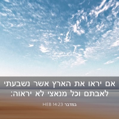 Picture 03 - במדבר 14:23 HEB - אם יראו את הארץ אשר נשבעתי - Bible Verse Picture