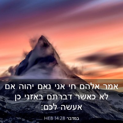 Picture 03 - במדבר 14:28 HEB - אמר אלהם חי אני נאם יהוה אם - Bible Verse Picture