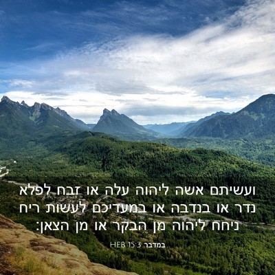 Picture 03 - במדבר 15:3 HEB - ועשיתם אשה ליהוה עלה או זבח - Bible Verse Picture