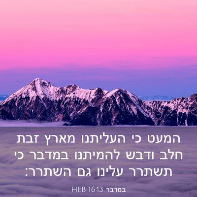 Picture 03 - במדבר 16:13 HEB - המעט כי העליתנו מארץ זבת - Bible Verse Picture