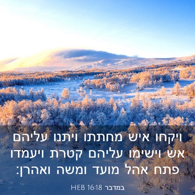 Picture 03 - במדבר 16:18 HEB - ויקחו איש מחתתו ויתנו - Bible Verse Picture