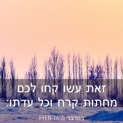 Picture 03 - במדבר 16:6 HEB - זאת עשו קחו לכם מחתות קרח - Bible Verse Picture