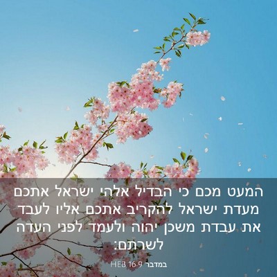Picture 03 - במדבר 16:9 HEB - המעט מכם כי הבדיל אלהי - Bible Verse Picture