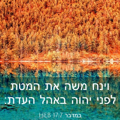 Picture 03 - במדבר 17:7 HEB - וינח משה את המטת לפני יהוה - Bible Verse Picture