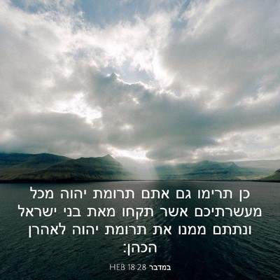 Picture 03 - במדבר 18:28 HEB - כן תרימו גם אתם תרומת יהוה - Bible Verse Picture