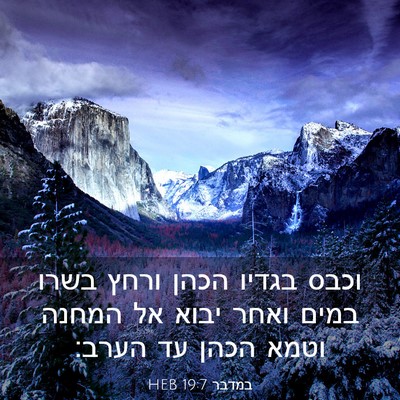 Picture 03 - במדבר 19:7 HEB - וכבס בגדיו הכהן ורחץ בשרו - Bible Verse Picture