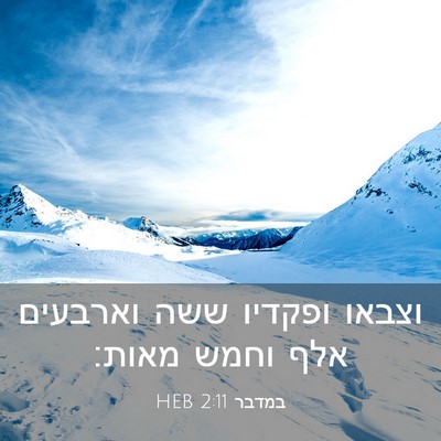 Picture 03 - במדבר 2:11 HEB - וצבאו ופקדיו ששה וארבעים - Bible Verse Picture