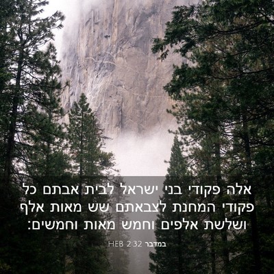 Picture 03 - במדבר 2:32 HEB - אלה פקודי בני ישראל לבית - Bible Verse Picture