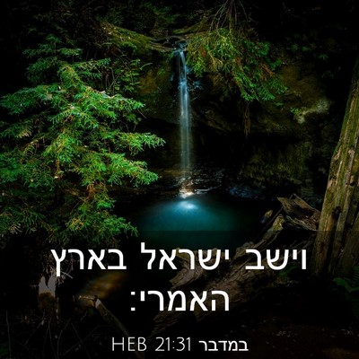 Picture 03 - במדבר 21:31 HEB - וישב ישראל בארץ - Bible Verse Picture