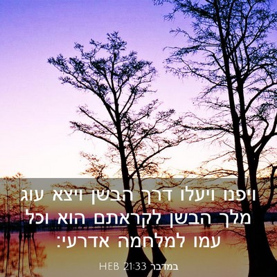 Picture 03 - במדבר 21:33 HEB - ויפנו ויעלו דרך הבשן ויצא - Bible Verse Picture