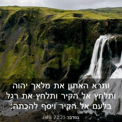 Picture 03 - במדבר 22:25 HEB - ותרא האתון את מלאך יהוה - Bible Verse Picture