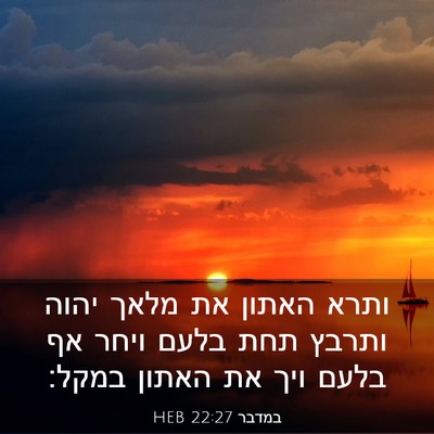 Picture 03 - במדבר 22:27 HEB - ותרא האתון את מלאך יהוה - Bible Verse Picture