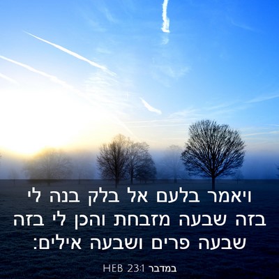 Picture 03 - במדבר 23:1 HEB - ויאמר בלעם אל בלק בנה לי - Bible Verse Picture